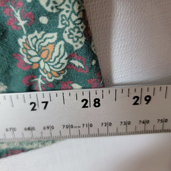 Porridge Womens Tunic Top Sz 1X Long Puff Sleeves Pleated Green Wine Floral Y2K - Picture 7 of 13